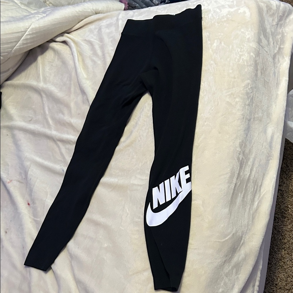 Nike Kids Black and White Logo Leggings